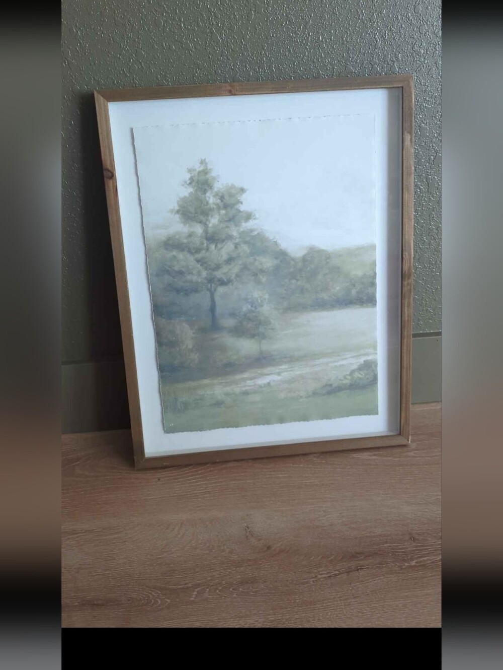 Picture Wall Art Wood frame watercolor print 23x18 landscape